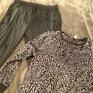 Leopard print pajama top & bottoms. Selling as set.